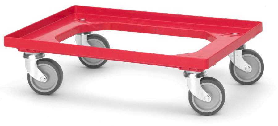 Vozík 64R-GU 4-0 KT červený, pro přep. 600x400 mm, 4 GU ot. kola